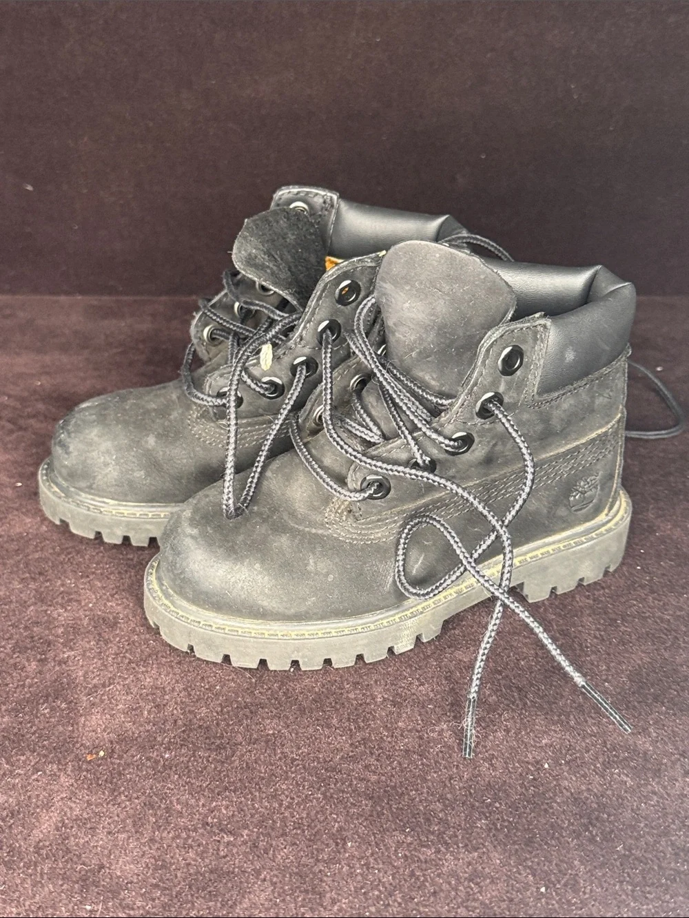 Timberland Kids Black Lace-Up Boots sz 8